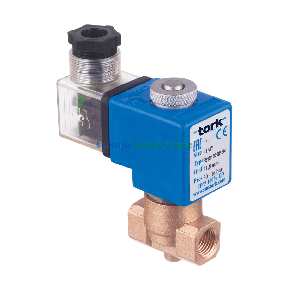 1/4'' Normalde Kapalı Genel Maksat Solenoid Vana S1010.01.060 (0 - 5 BAR) Direkt Çekmeli, (6mm Orifis)