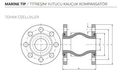 Marine Tip H NBR Tip (YÜKSEK SICAKLIK) Titreşim Yutucu Kauçuk Kompansatörler