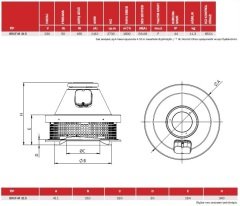 BRCF-M 315 Yatay Atışlı Radyal Çatı Fanı, Harici Motorlu, 230 Volt Monofaze