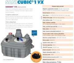 Sanicubic 1 VX Monofaze Vortex Pompalı Evsel ve Ticari Kullanım İçin Foseptik, Atık Su Tahliye İstasyonu