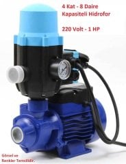 4 Kat - 8 Daire Kapasiteli Hidromatlı Paket Hidrofor 70mSS - 3 m3/saat 220 Volt 1 HP Preferikal Pompalı