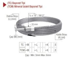 EMKO ( TC ) ‘‘J’’ FeCu-Ni TİPİ BAYONET TİP TERMOKUPL EMKO TC -