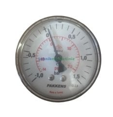 Ø63mm -1 / +1,5 Bar Arkadan Bağlantılı Kurutip G1/4'' ManoVakummetre, Vakum Göstergesi CL2,5 PAKKENS