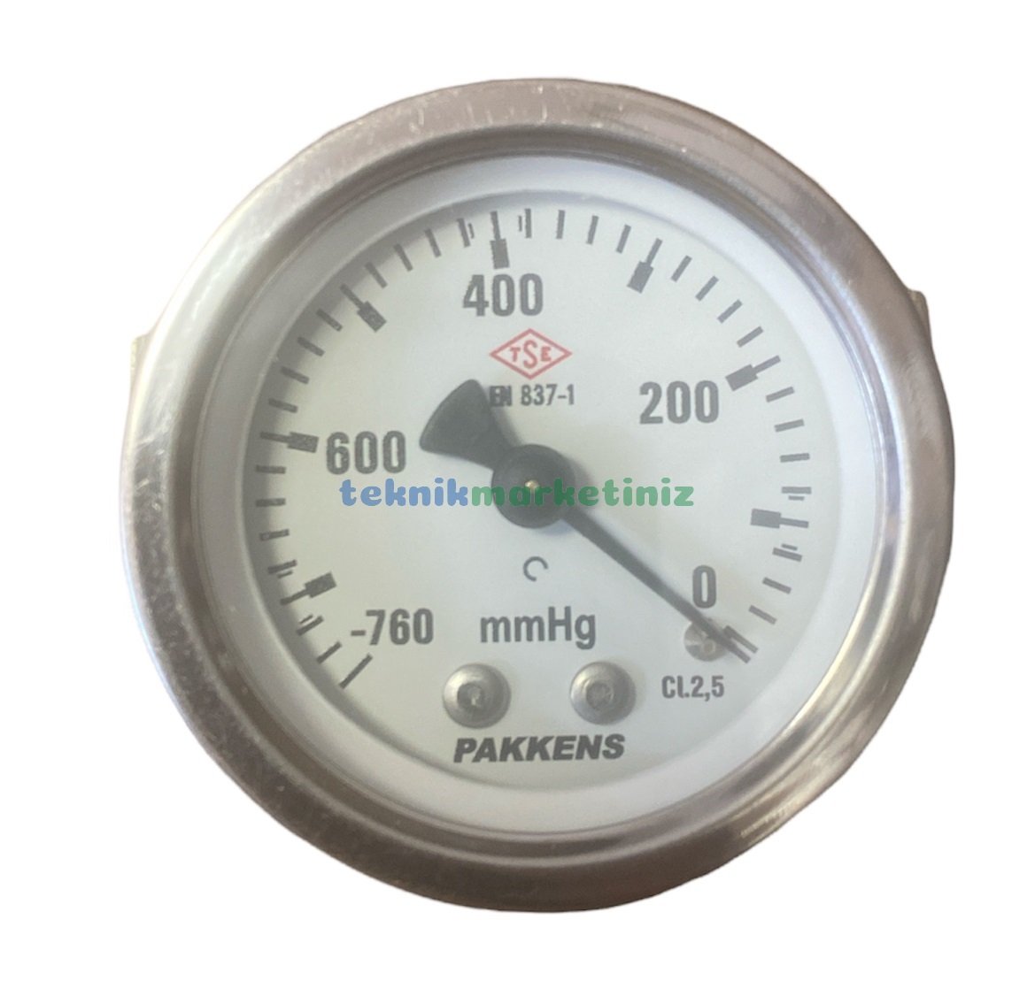 Ø50mm -760 mmHg Panotip Arkadan Bağlantılı Kurutip G1/8'' Vakummetre, Vakum Göstergesi CL2,5 PAKKENS