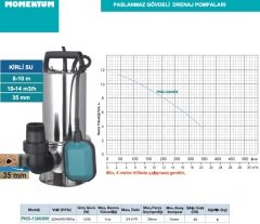 1300W 11 mSS - 24 Ton m3/saat Pis, Kirli Su Drenaj Dalgıç Pompası Paslanmaz Gövdeli 220Volt MOMENTUM PKS-1300SW