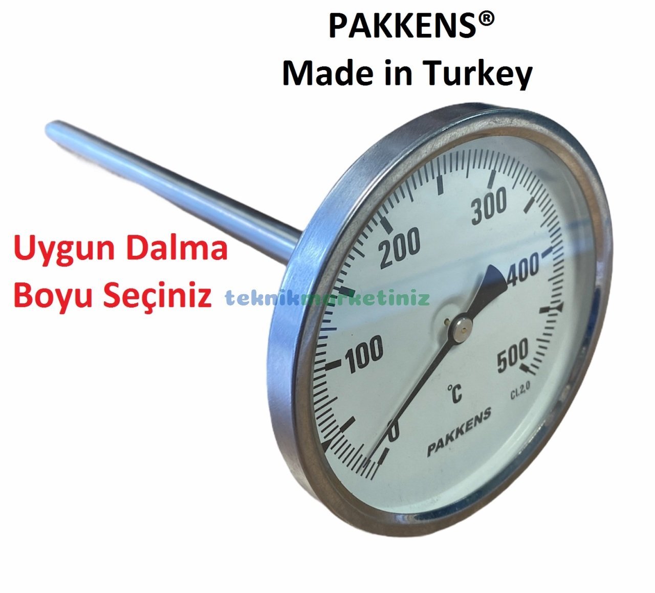 Ø100mm 500 C° Derece Fırın, Taş Fırın Termometreleri PAKKENS