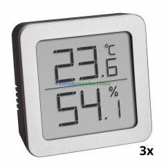 3'lü Set Dijital Ortam, Oda, Mekan, Ev Sıcaklık ve Nem Ölçer Termometre-Higrometre TFA Dostmann 95.2019.54 TM832.1002.54