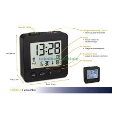 Dijital, Termometreli, Alarmlı Masa Çalar Saati TFA Dostmann 60.2545.01 TM832.2031.01