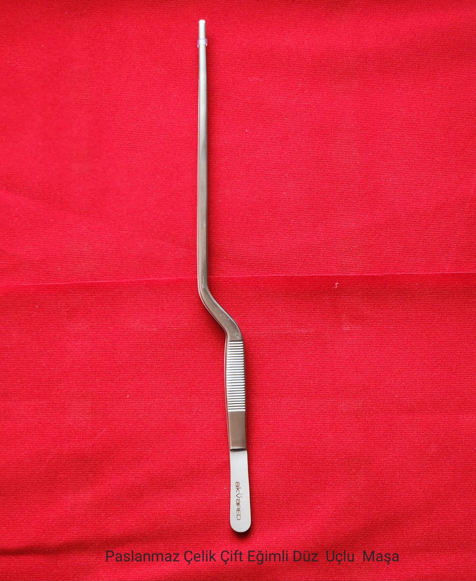 Paslanmaz Çelik Çift Eğimli Düz Uçlu Bitki Maşası (Cımbız) - 25 cm