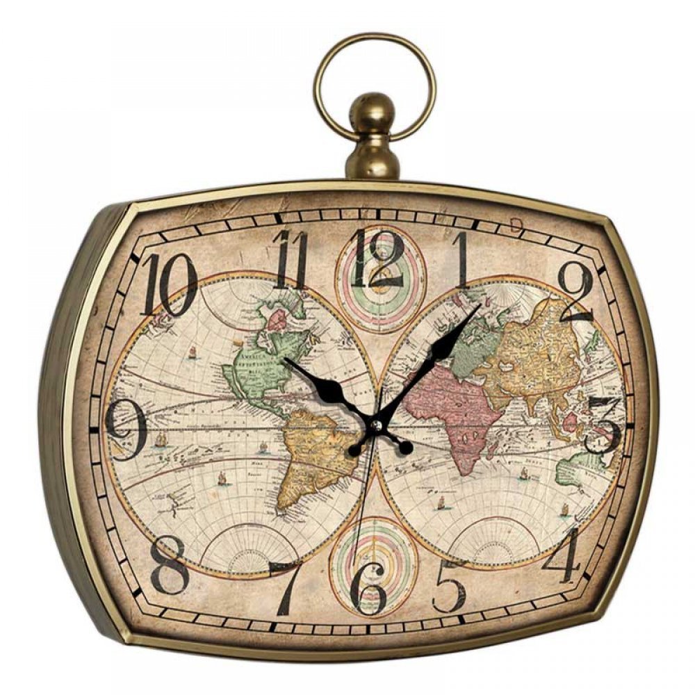 Dünya Haritalı Duvar Saati
