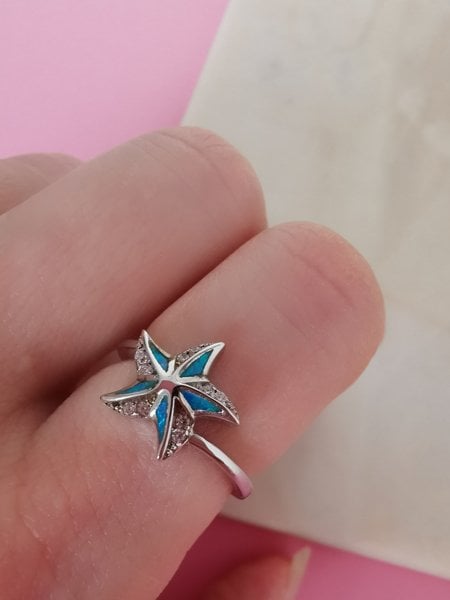 Mavi Opal Deniz Yıldızı Yüzük