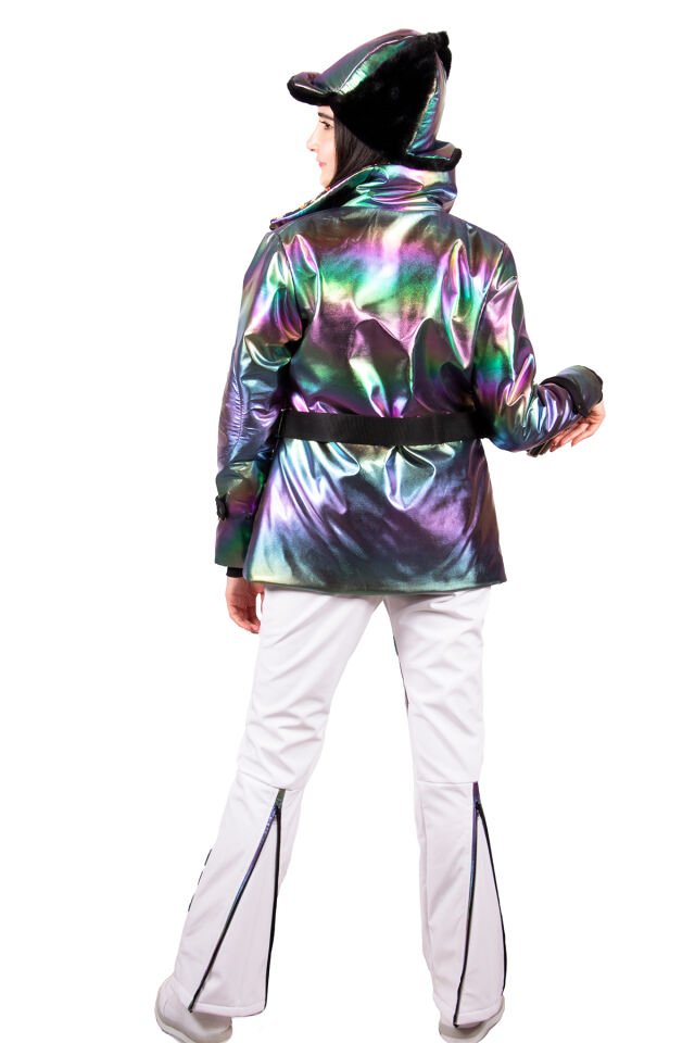 Kadın  Neon Şeritli  Beyaz Kayak Pantolonu