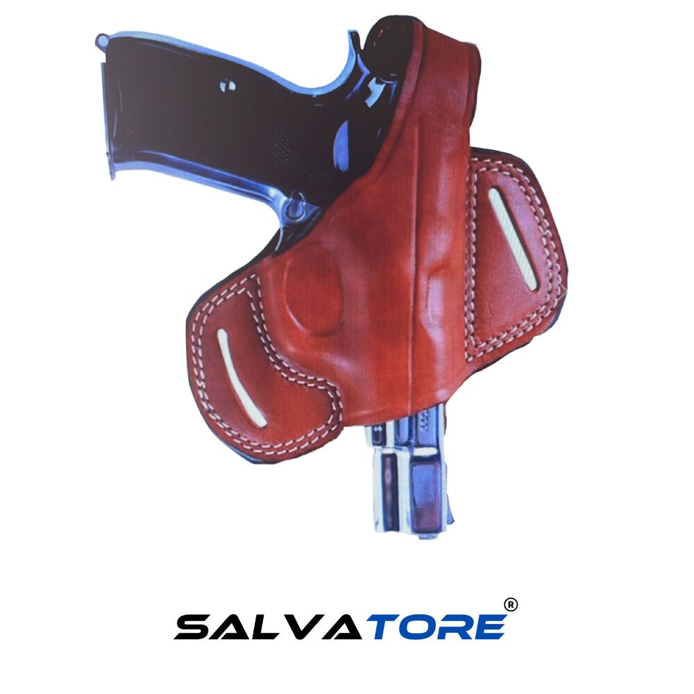 Professional Salvatore Genuine Leather Gun Holster Pistol Case for Browning CZ Sarsilmaz Beretta & All 9mm Weapons.