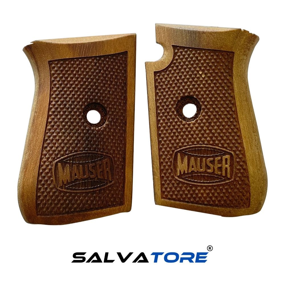 Salvatore Walnut Tactical Pistol Grip with Pure Brass Logo Revolver For Mauser 6.35 Shooting Airsoft Accessories