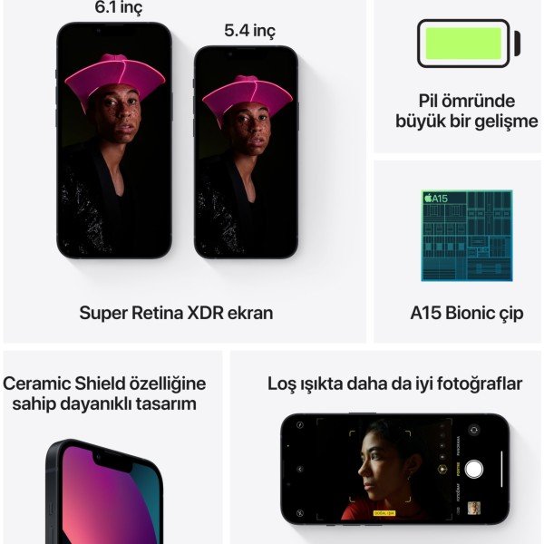 iPhone 13 128 GB Siyah Cep Telefonu (Apple Türkiye Garantili)