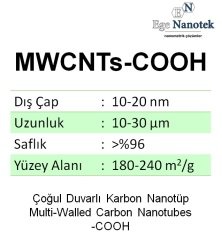 Çoğul Duvarlı Karbon Nanotüp-COOH ilaveli MWCNT-COOH Dış Çap:10-20 nm Uzunluk:10-30 mikron