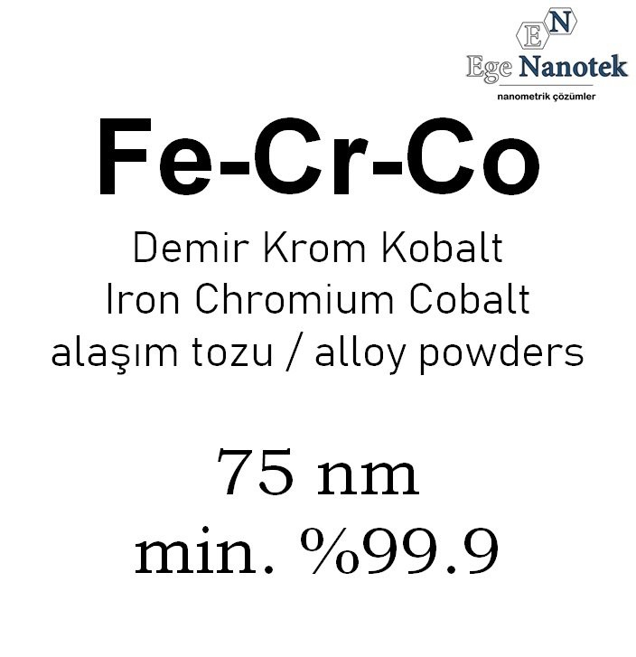 Demir Krom Kobalt Alaşım Tozu 75 nm min. %99.9