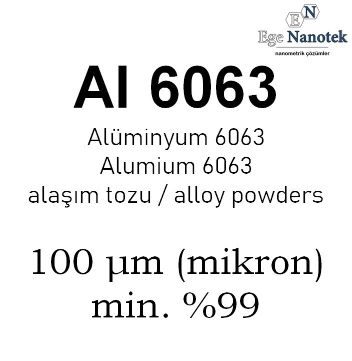 Alüminyum Al 6063 Alaşım Tozu 100 mikron min. %99