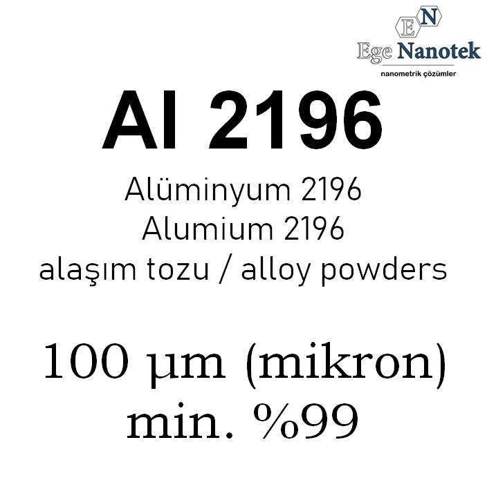 Alüminyum Al 2196 Alaşım Tozu 100 mikron min. %99