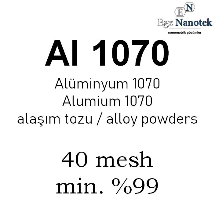 Alüminyum Al 1070 Alaşım Tozu 40 mesh min. %99