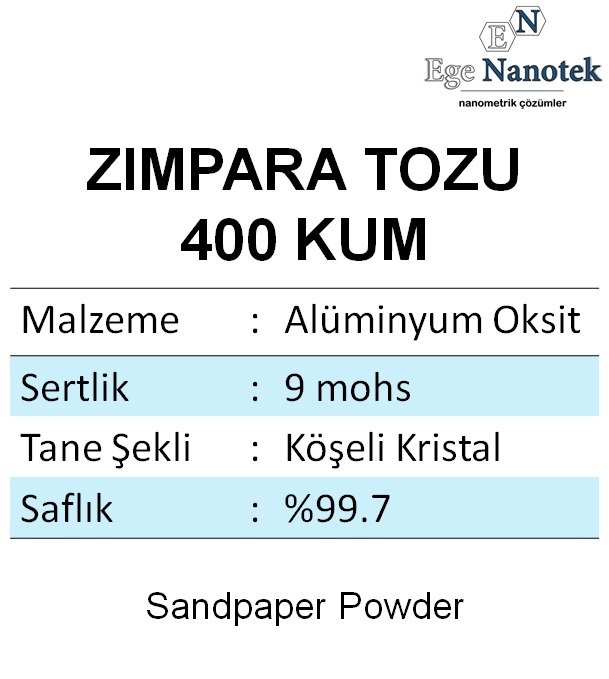 400 Kum Zımpara Tozu Alüminyum Oksit Alümina P400