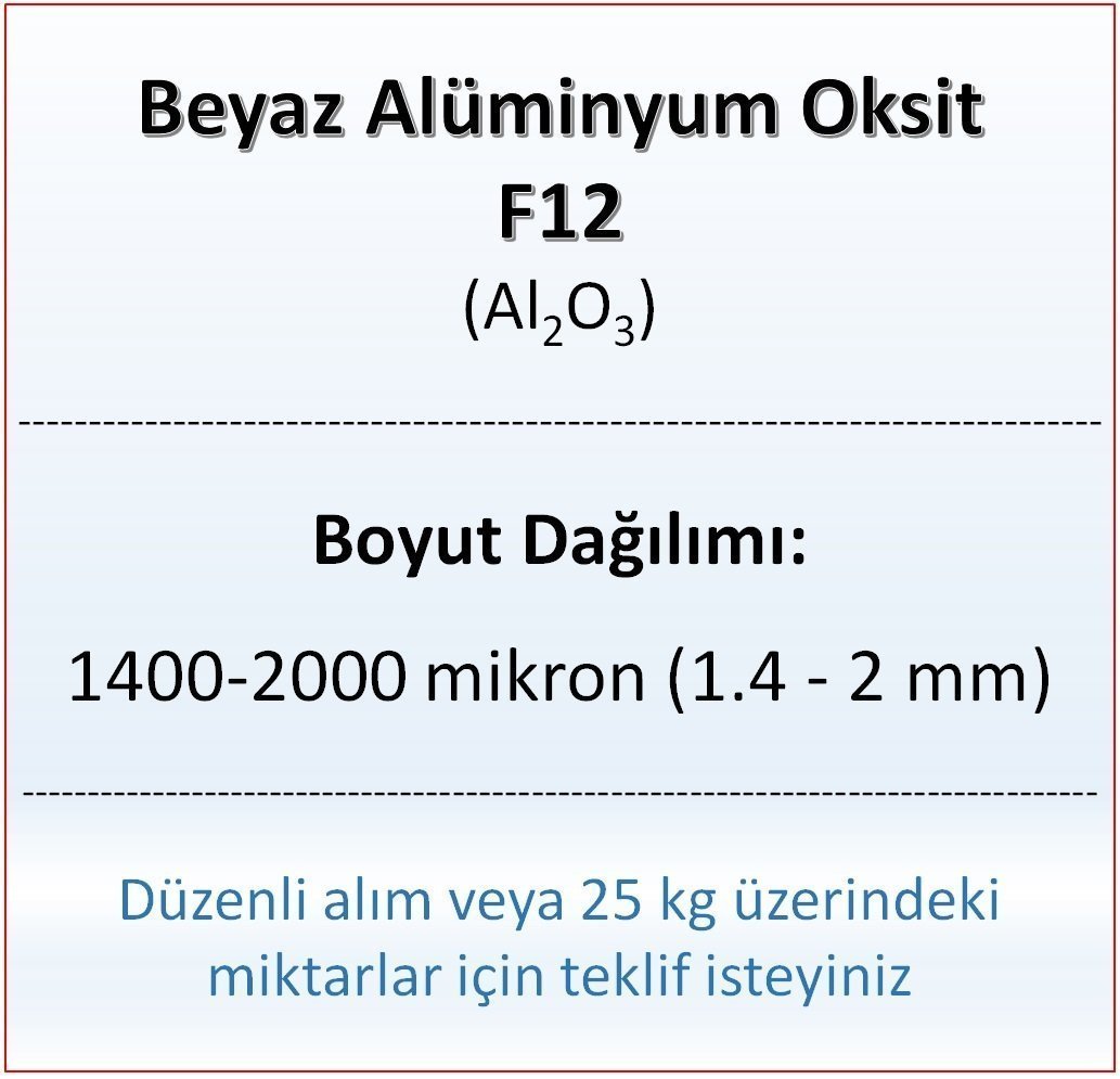 Alüminyum Oksit F12 - Al2O3 - 1400-2000mikron