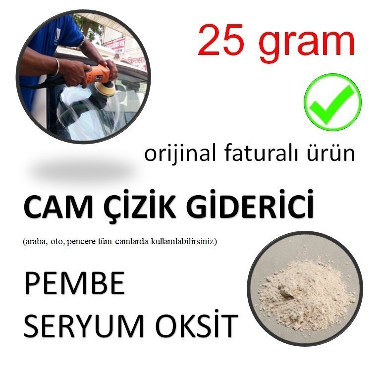 Araba Camı Çizik Giderici Toz Pembe Seryum Oksit - 25 GRAM