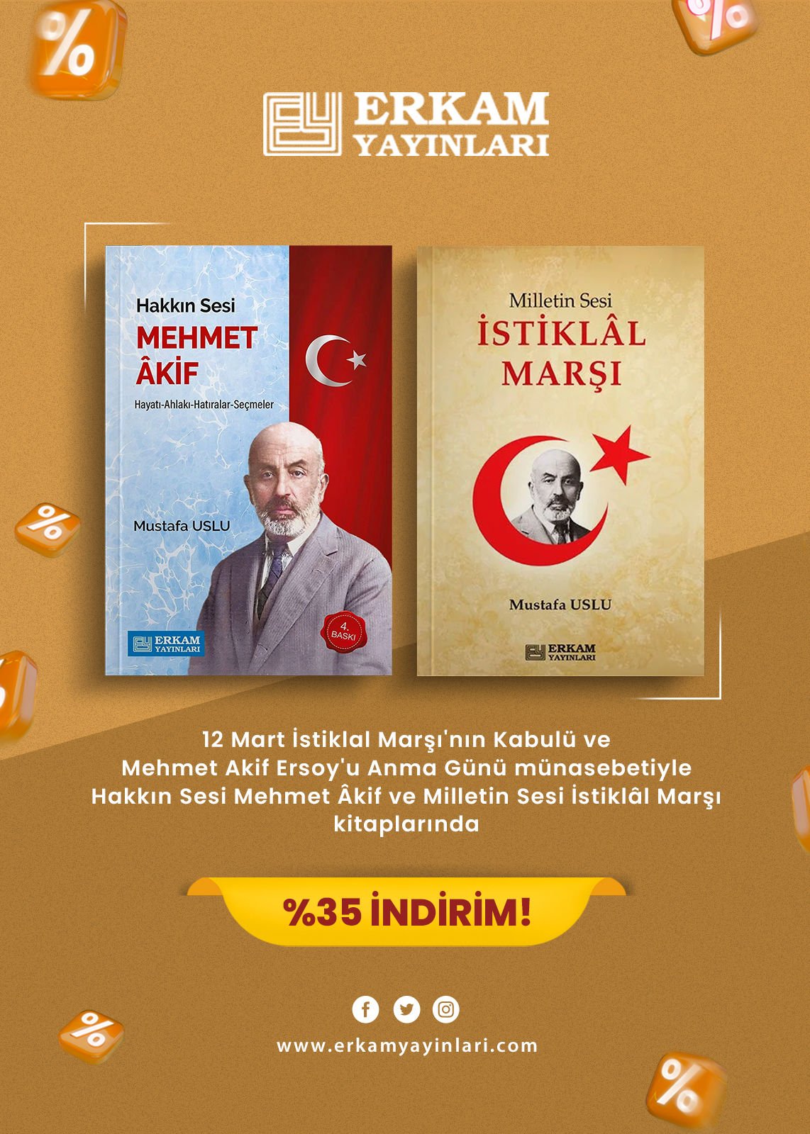 Hakkın Sesi Mehmet Akif - Milletin Sesi İstiklal Marşı (2 Kitap Set) - Mustafa Uslu