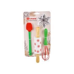 4 Parça Yılbaşı Desenli Mini Silikon Mutfak Seti