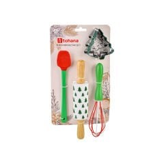 4 Parça Yılbaşı Desenli Mini Silikon Mutfak Seti