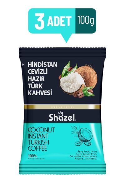 Hindistan Cevizli Hazır Türk Kahvesi 100 Gr. X 3 Adet