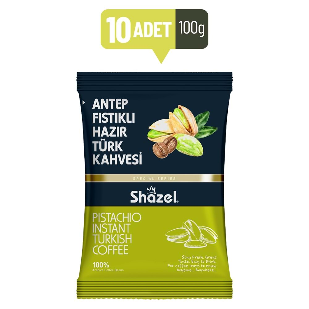 Shazel Antep Fıstıklı Hazır Türk Kahvesi 100 gr X 10 Adet