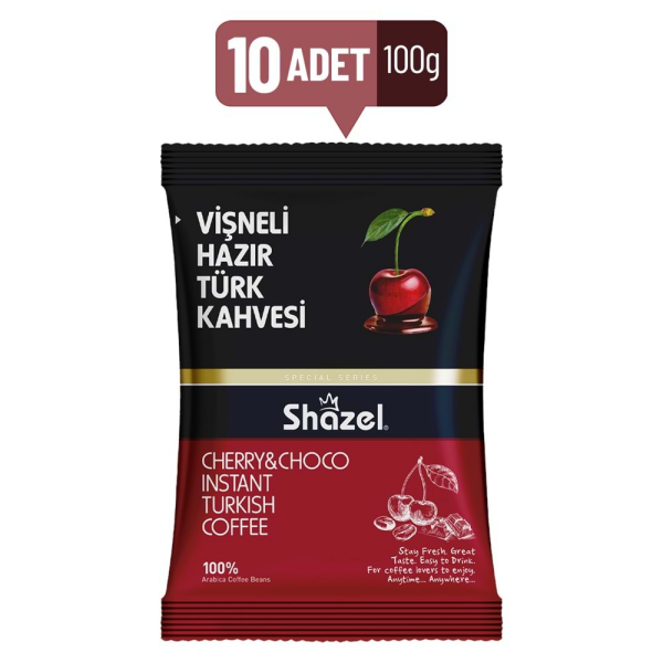 Shazel Vişneli Hazır Türk Kahvesi 100 g X 10 Adet