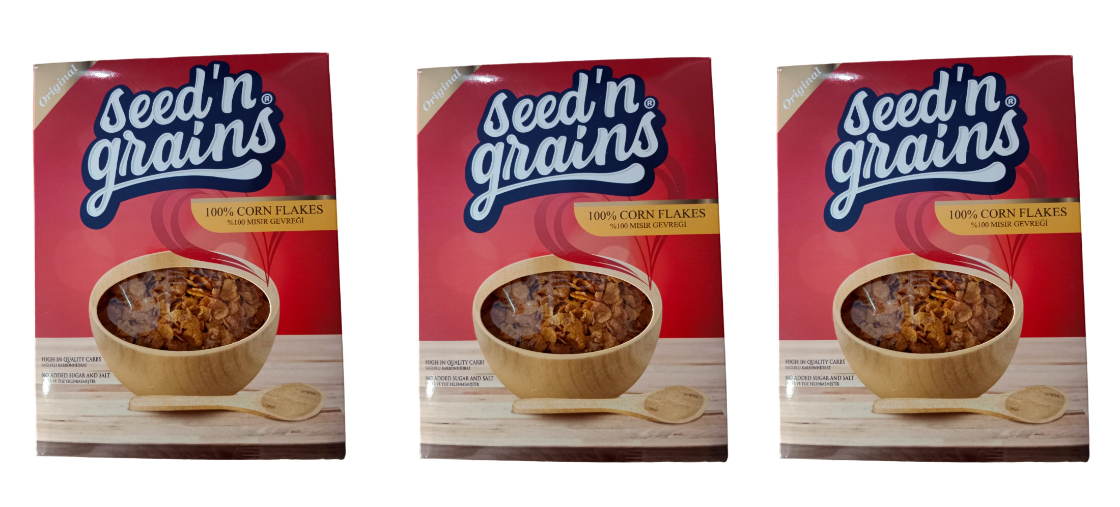 Seed'n Grains Şekersiz Corn Flakes Mısır Gevreği 300 g 3 Adet