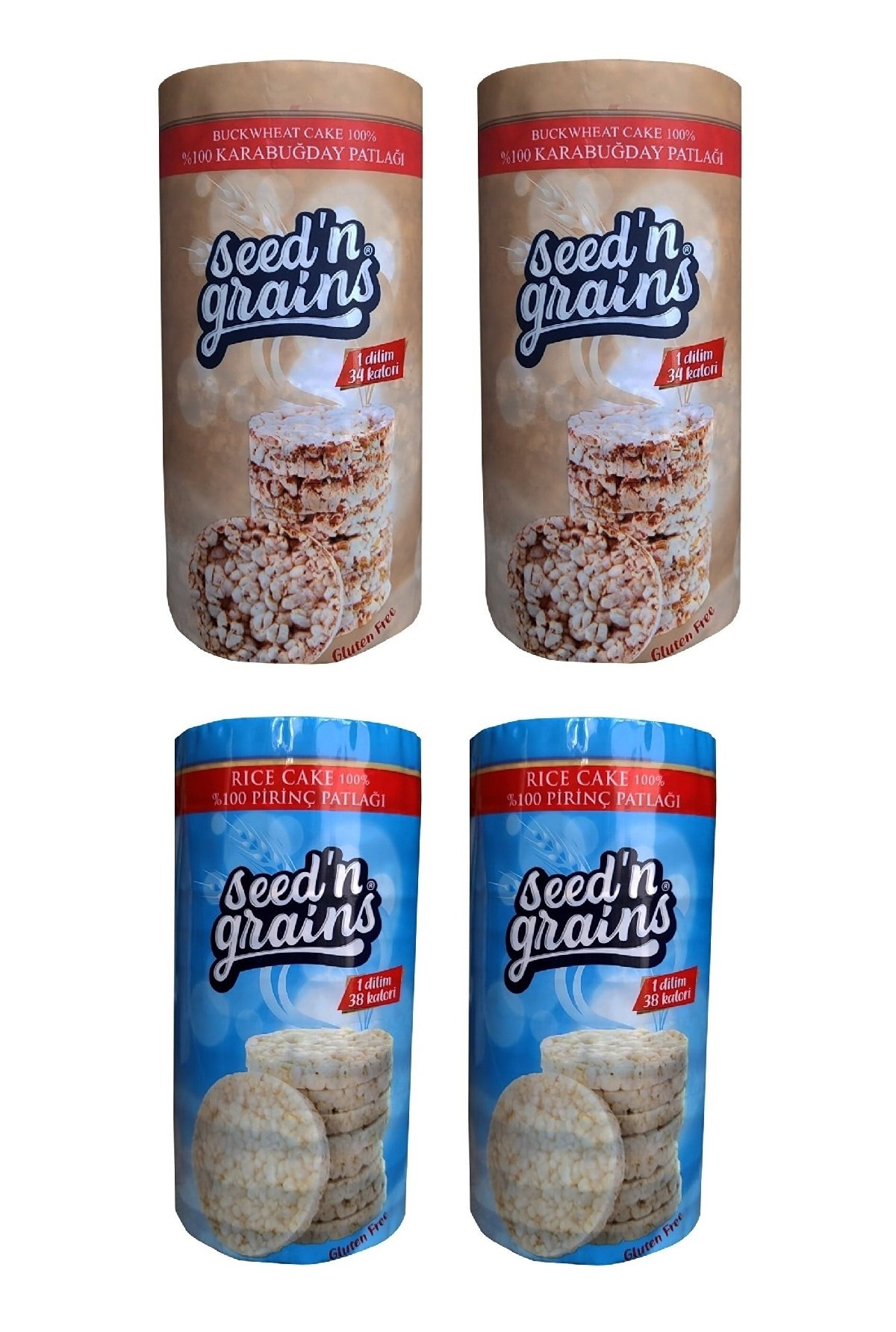 Seed'n Grains Şekersiz 2+2 Atıştırmalık Set Pirinç ve Karabuğday Patlağı 125g 4 Adet