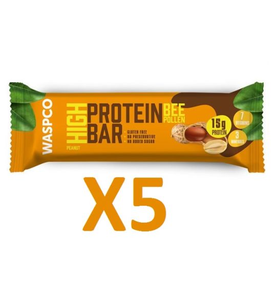 WasPco Yer Fıstığı Kakao Protein Bar 50 Gr 5 Adet Glutensiz Şeker ilavesiz