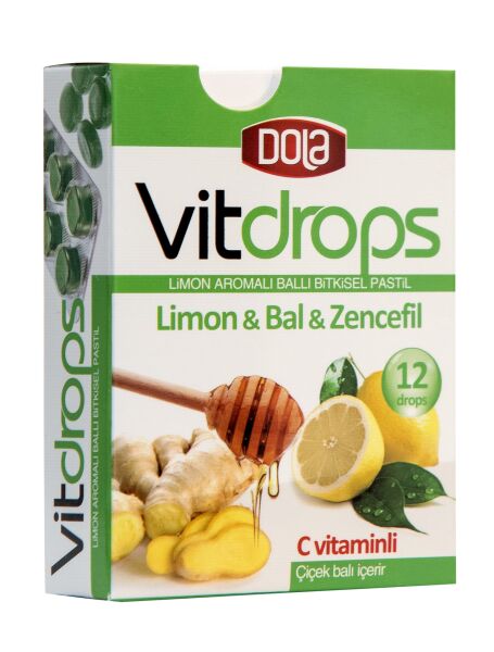 Dola Vitdrops 2’li Set Zencefil Bal ve Limon & Bal Boğaz Pastili 30 g 24 Drops