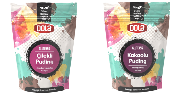 Dola Glutensiz Çilekli Ve Kakaolu Puding 2'li Set 100 gr X 2 Adet