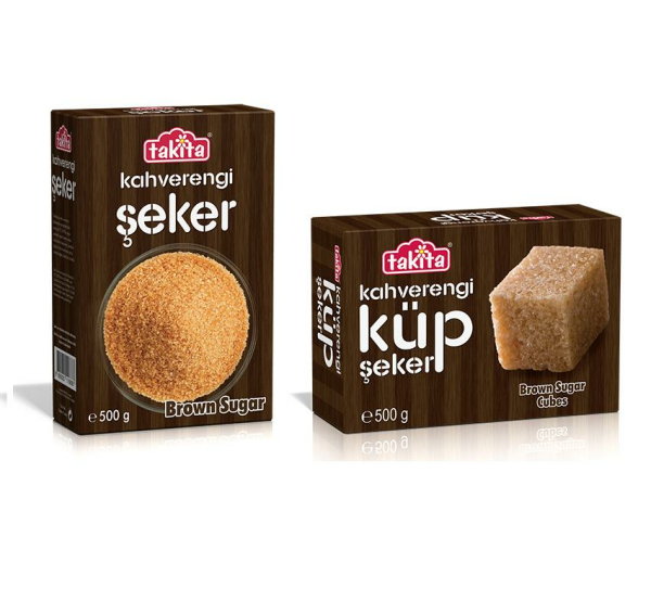 Takita Kahverengi Toz ve Küp Şeker 500 gr 2 Adet