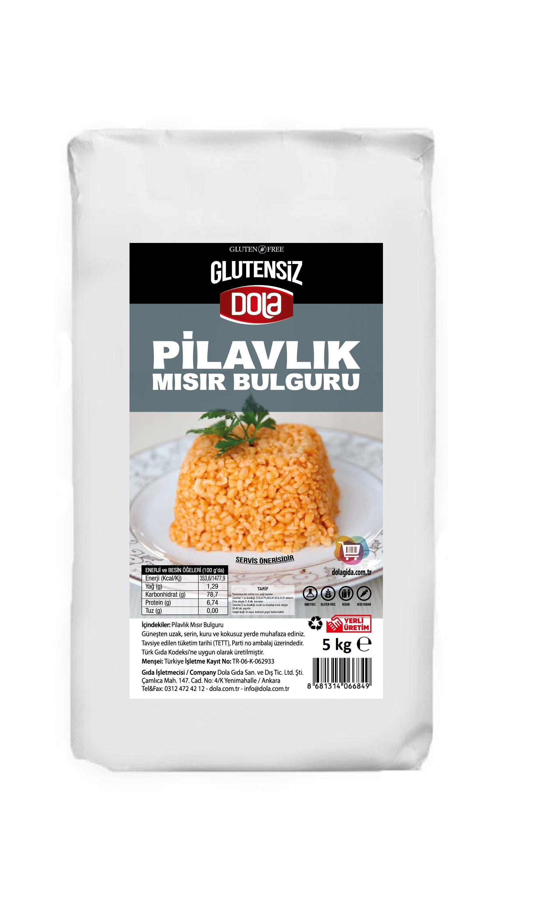 Dola Glutensiz Pilavlık Mısır Bulguru 5 kg