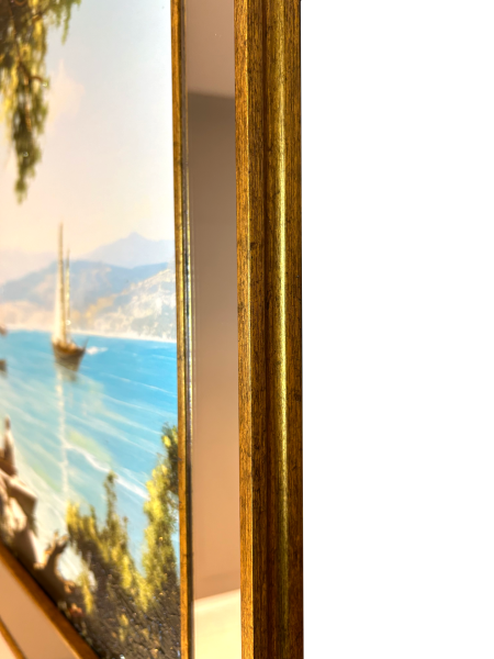 Ayna Çerçeveli Kalabalık Sahil Manzara Tablo 70x130 CM