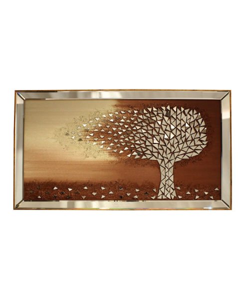 Ayna Çerçeveli Hayat Ağacı Kahverengi Tablo 80x155 CM