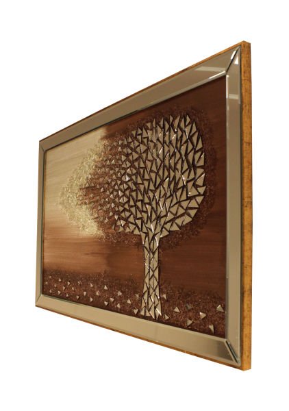 Ayna Çerçeveli Hayat Ağacı Kahverengi Tablo 70x120 CM