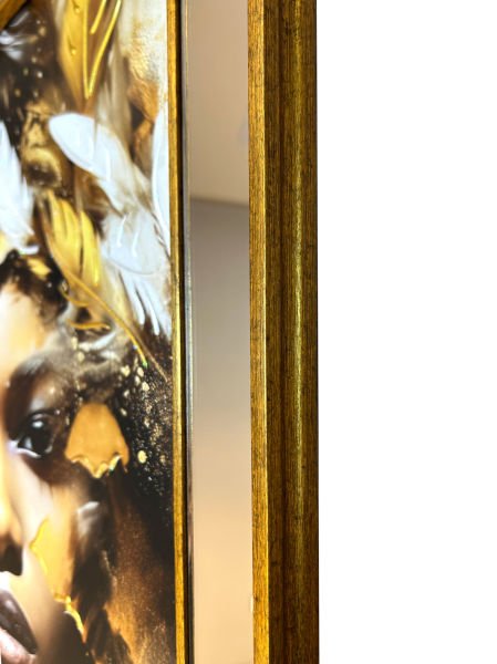 Ayna Çerçeveli Tüy Saçlı Kadın Tablo 70x130 CM