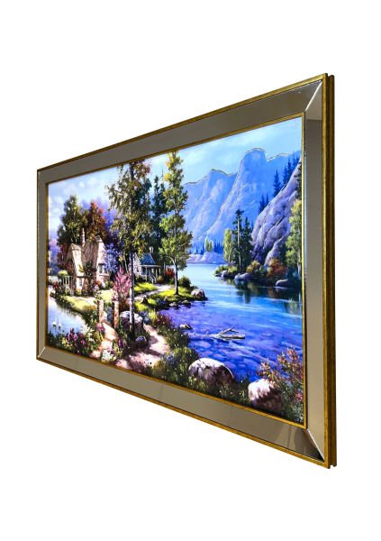 Ayna Çerçeveli Yarımada Evleri Tablo 70x130 CM