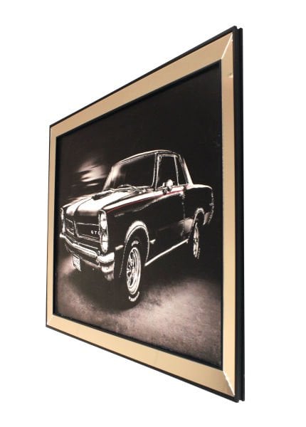 Ayna Çerçeveli Siyah GTO Klasik Araba Tablo 110x80 CM