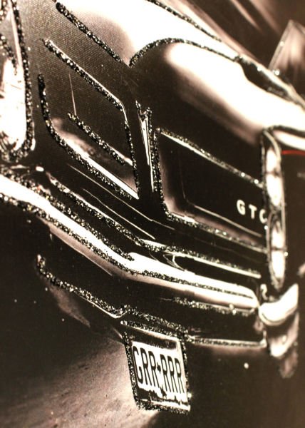Ayna Çerçeveli Siyah GTO Klasik Araba Tablo 110x80 CM