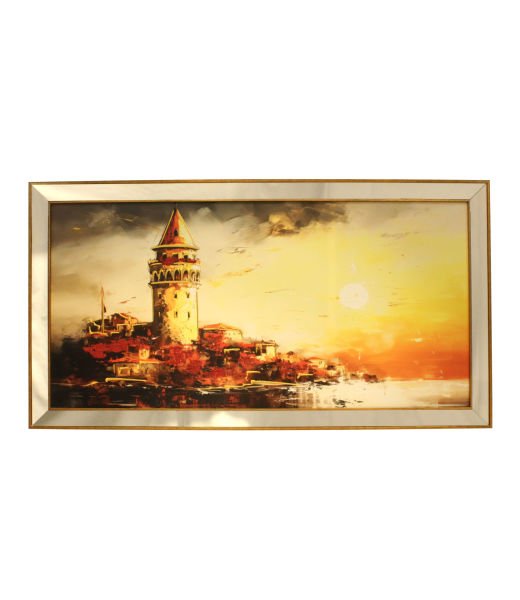 Ayna Çerçeveli Galata Kulesi Manzara Tablo 70x130 CM