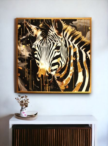 L Çerçeve Zebra Portre Kare Tablo 105x105 CM