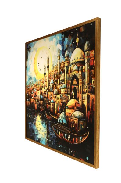 L Çerçeve Minareli Şehir Kare Tablo 105x105 CM